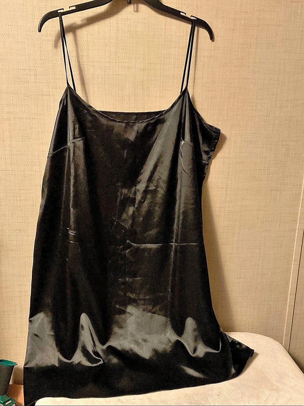 Black Satin Slip Mini Dress Like New